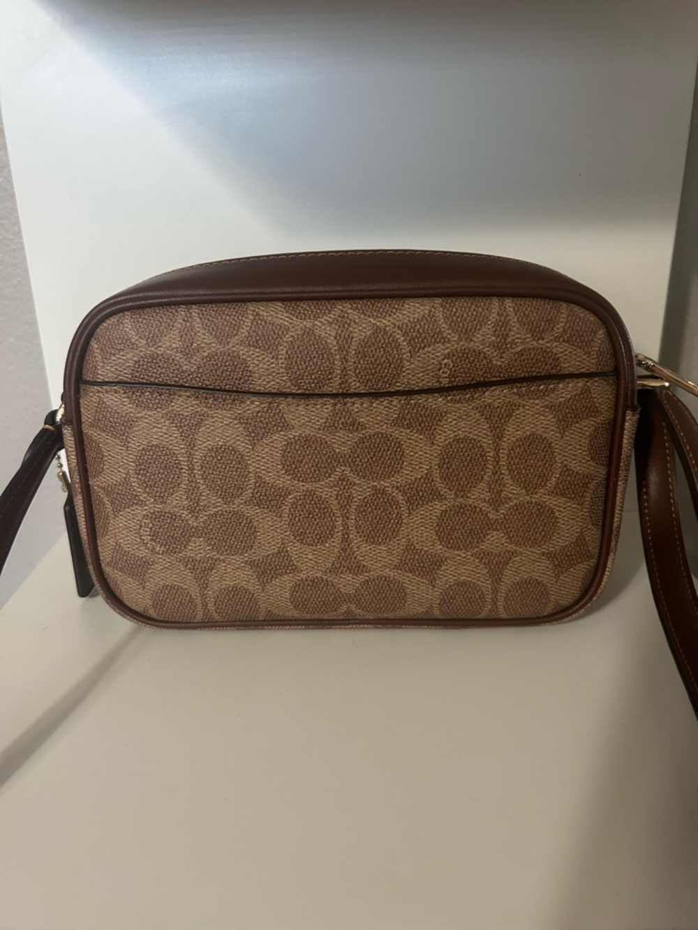Coach Tan and Brown Monogram Crossbody Camera Bag - Picture 2 of 4